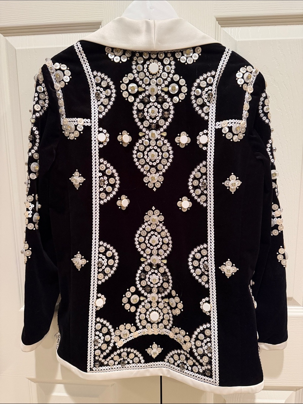 Tory Burch Black Velvet Jacket with Ivory Trim and Embellishment - Picture 3 of 5